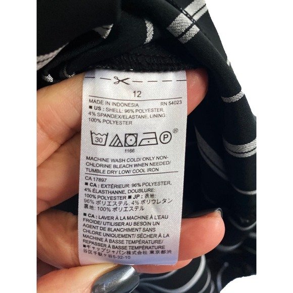 Banana Republic Factory Women's Black White Striped Romper V Neck Faux Wrap Belt - Picture 6 of 9